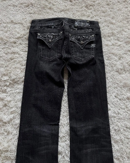Washed Distressed Black Jeans