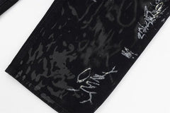 Graffiti Print Straight Loose Denim - PWM