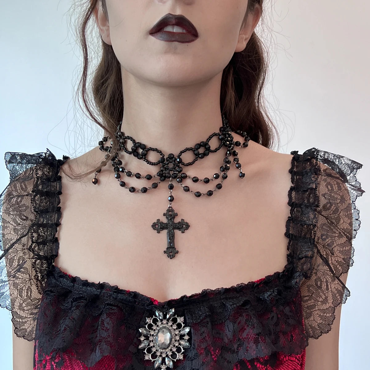 Gothic Exquisite Cross Pendant Necklace