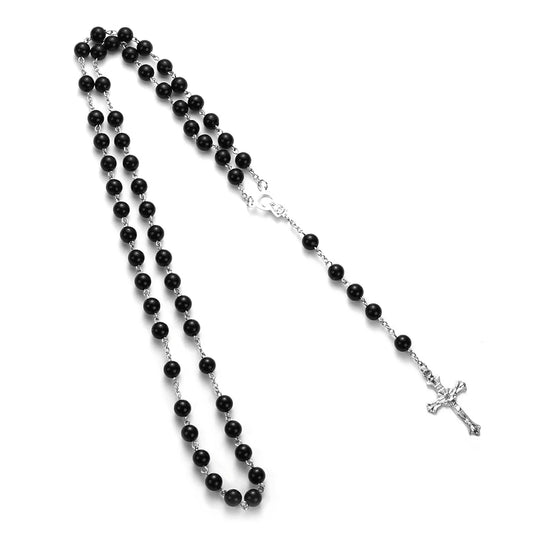 Cross Rosary Beads Chain Necklace