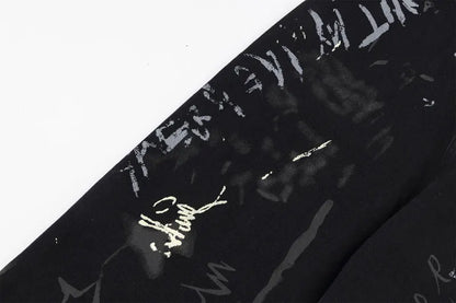 Graffiti Print Straight Loose Denim