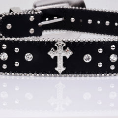 Cross Rhinestone Belt Engraved Buckle - PWM