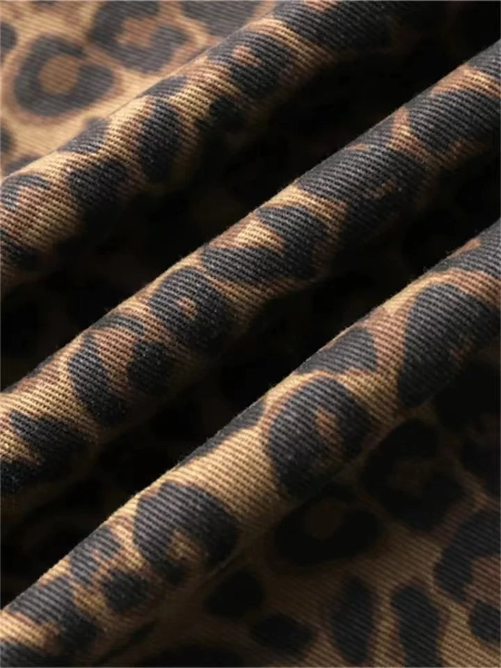 Tan Leopard Loose Jeans