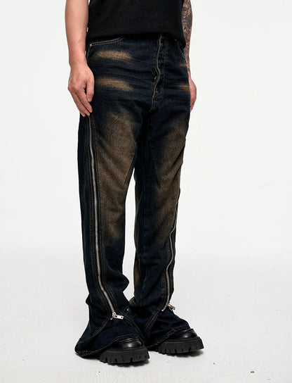 Spiral Track Large Zipper Flared Pants