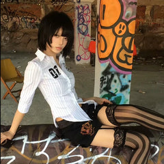 Y2k Japanese Striped Shirt - PWM