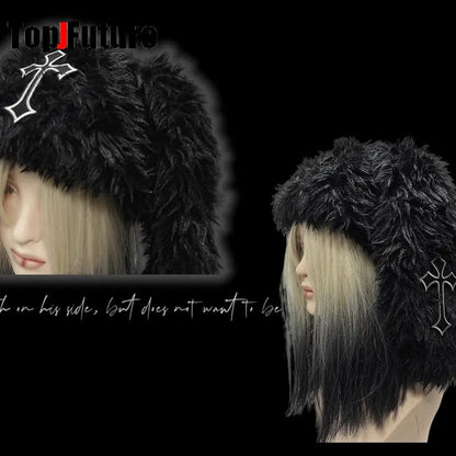 Fluffy Rabbit Ear Gothic Hat