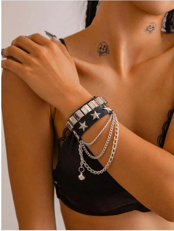 Row Cuspidal Spikes Rivet Stud Bracelet