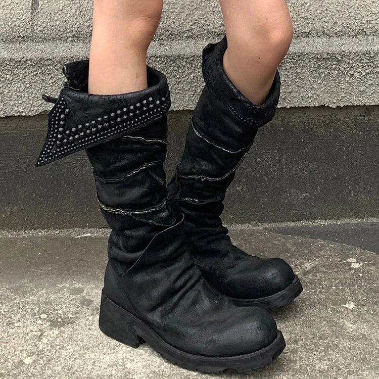 Western Style Chunky Heel Desert Boots