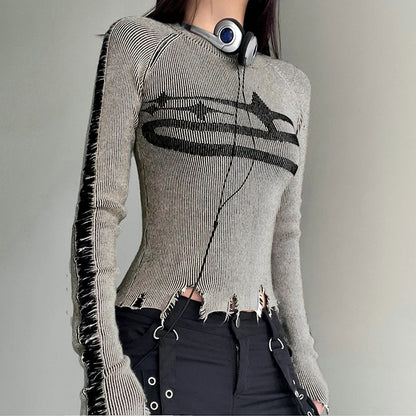 Ripped Stitched Pullovers Sweater