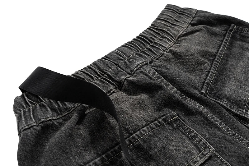 Drawstring Cargo Baggy Denim