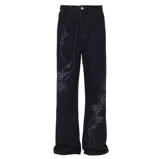 Embroidered Straight Jeans