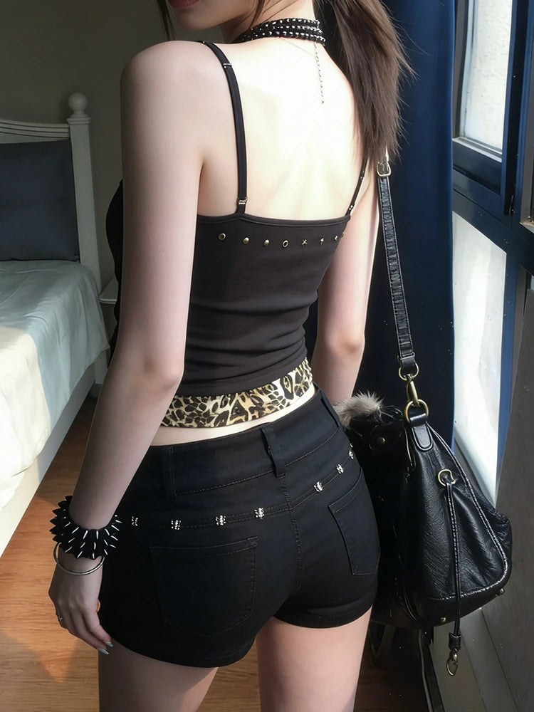Leopard Fake Two Pieces Tank Top