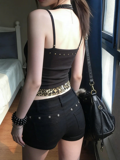 Leopard Fake Two Pieces Tank Top