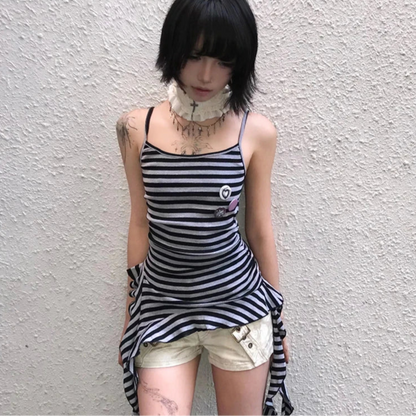 Japanese Y2k Striped Tank Top