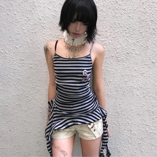 Japanese Y2k Striped Tank Top