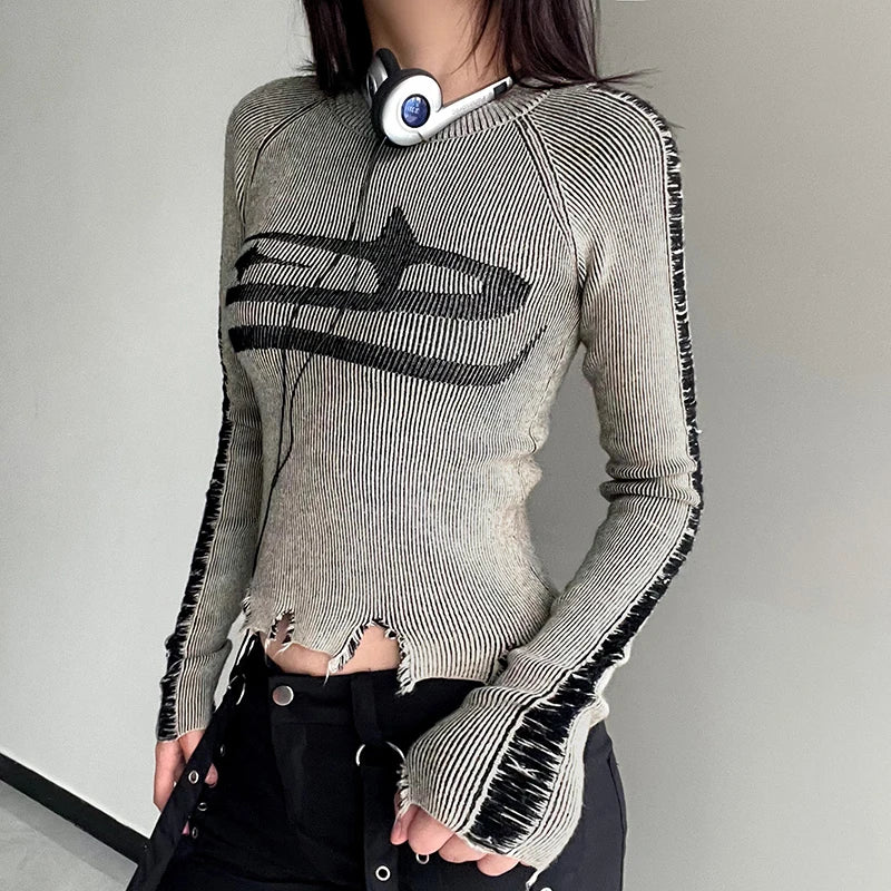 Ripped Stitched Pullovers Sweater