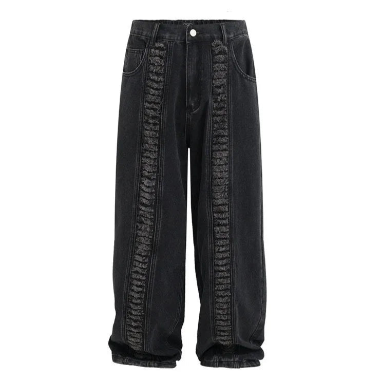 Whiskers Fringe Loose Jeans