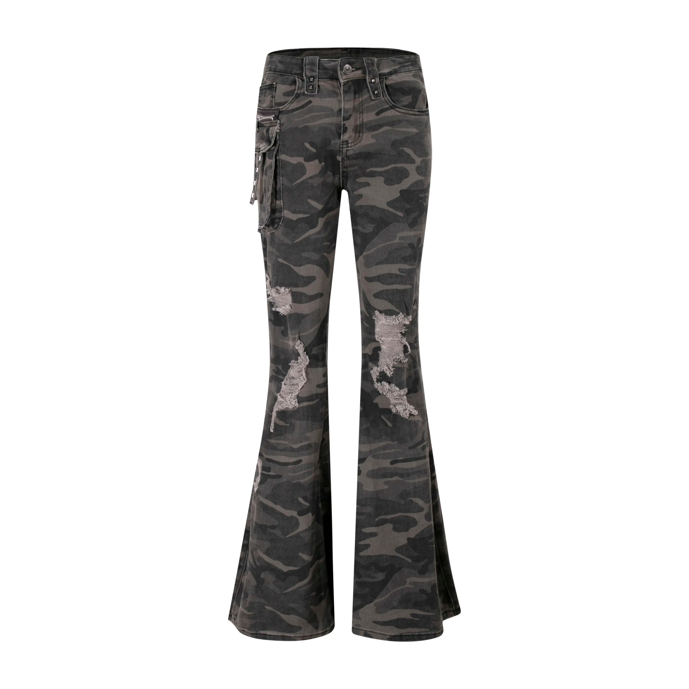 Low Rise Camouflage Flare Cargo Jean - PWM