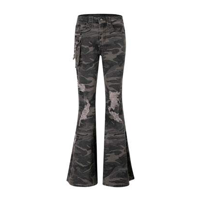Low Rise Camouflage Flare Cargo Jean