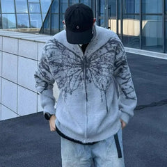 Butterfly Graphic Zip Up Sweater - PWM