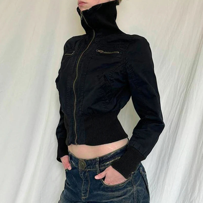 Turtleneck Full Sleeve Cropped Jacket