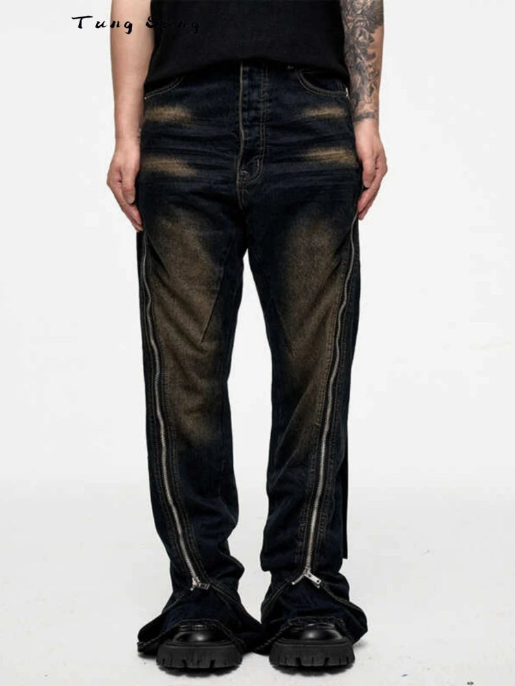 Spiral Track Large Zipper Flared Pants