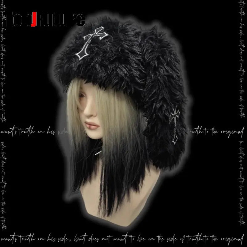 Fluffy Rabbit Ear Gothic Hat