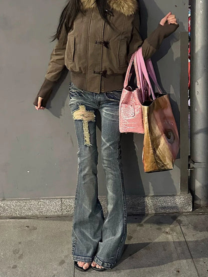 2000s Cross Damaged Jeans