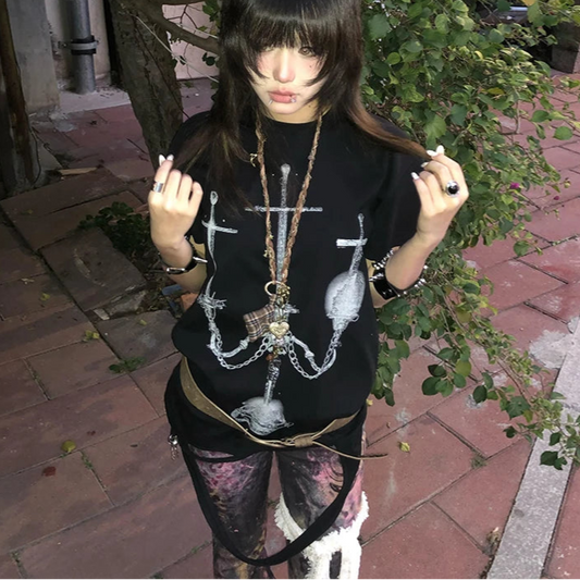 Cross Candle Graphic T-shirt