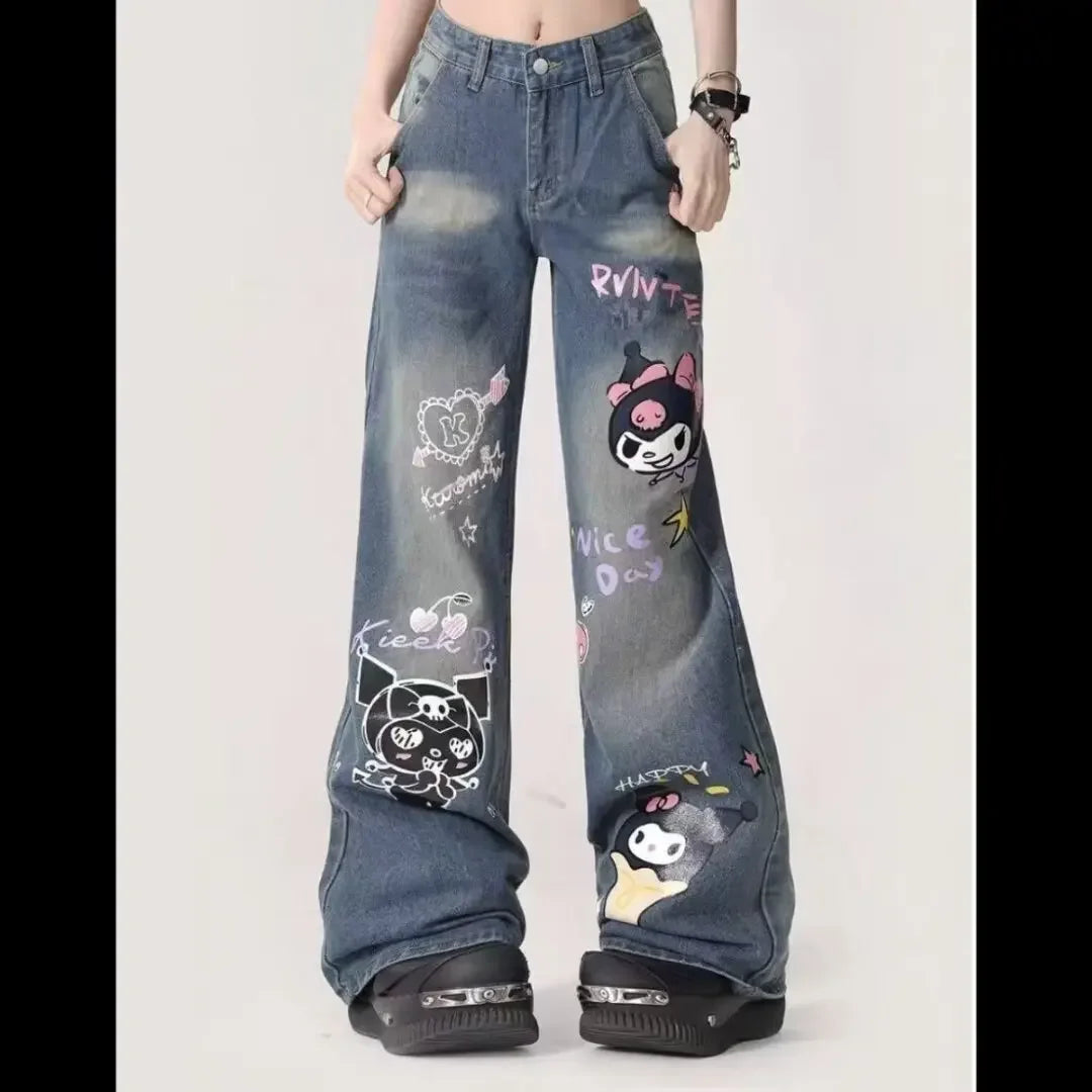 KUROMI Print Loose Jeans - PWM