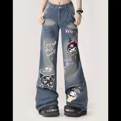 KUROMI Print Loose Jeans