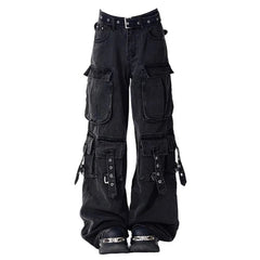 Loose Denim Cargo Multi-Pocket Trousers - PWM