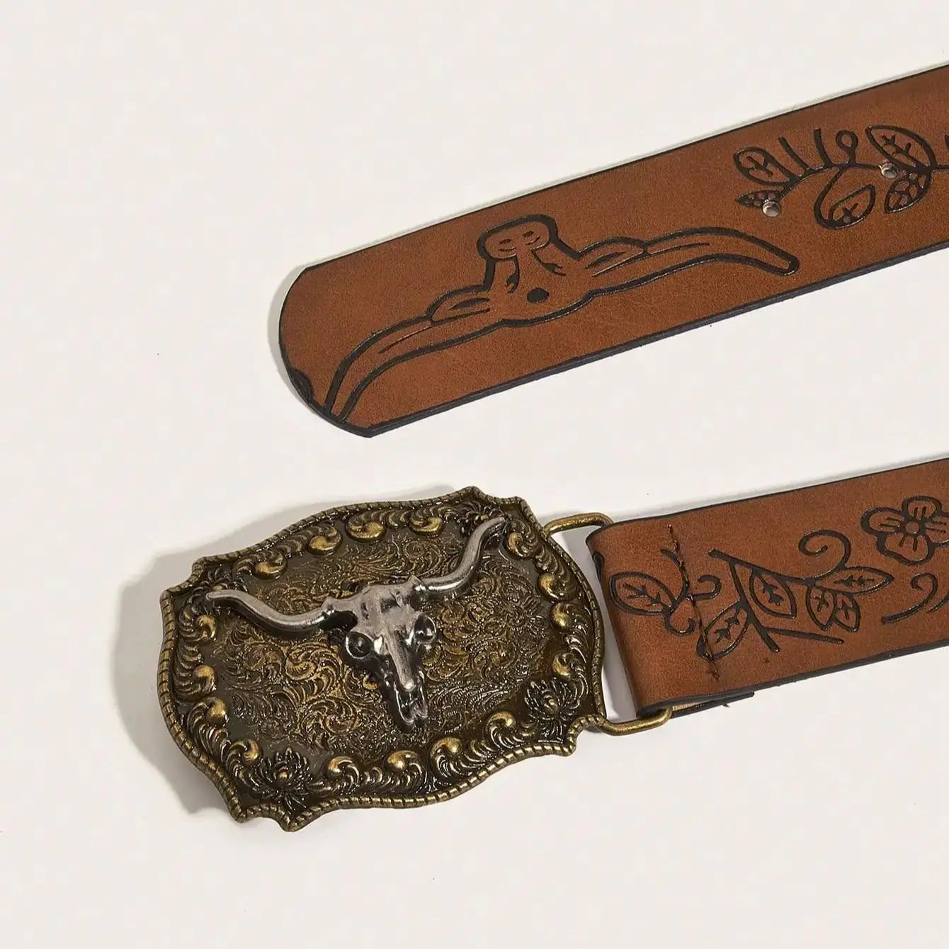 Western Cowboy Wind Buckle Printed Belt - PWM