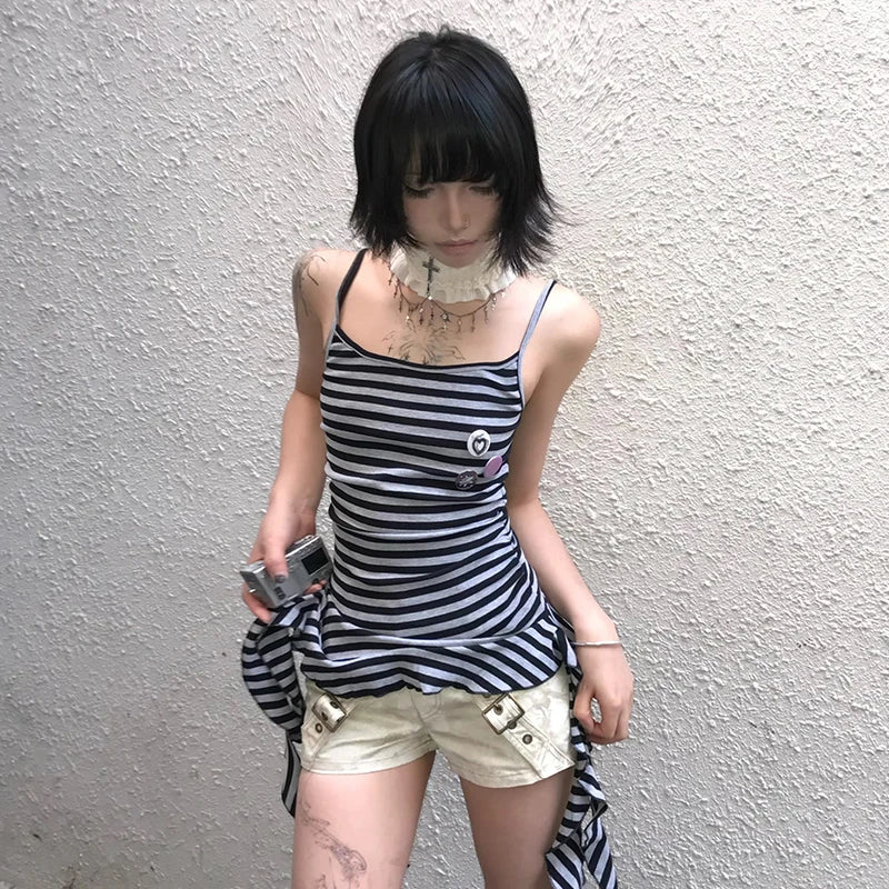 Japanese Y2k Striped Tank Top - PWM