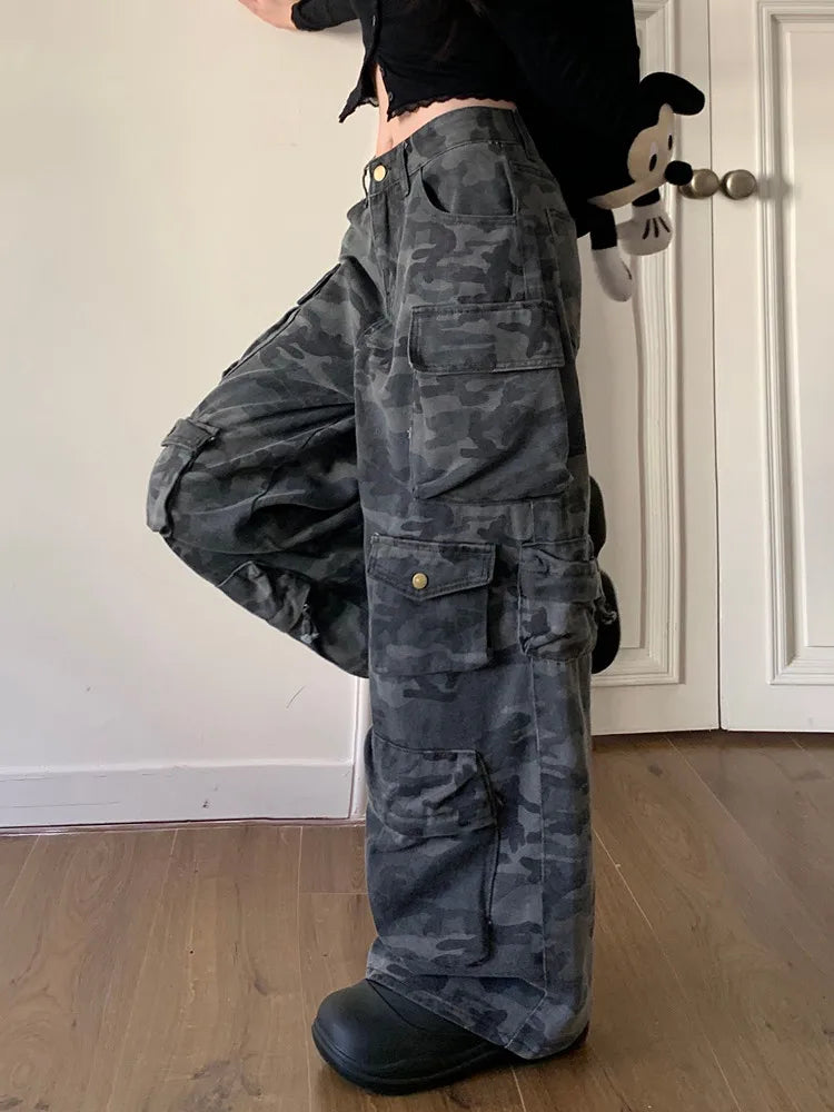 Camo Cargo Wide Trousers