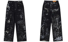 Graffiti Print Straight Loose Denim - PWM