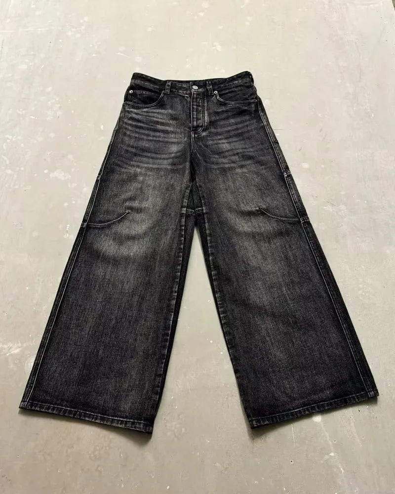 Stitching Washed Make Old Baggy Jeans