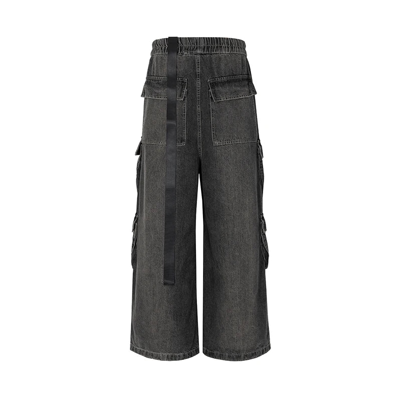 Drawstring Cargo Baggy Denim