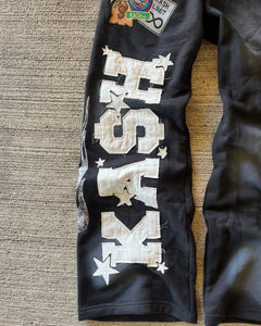 Letter Patch Double Layer Sweat Pants - PWM