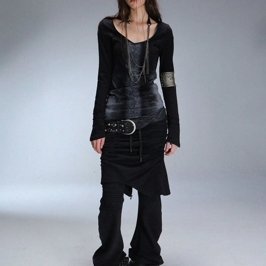 Serpentine Printing T-shirt Slim Fit Tops