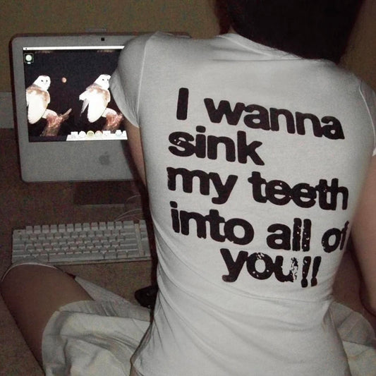 Letter Print Graphic Tees