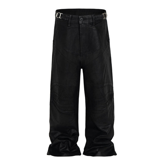 Coated Wax Baggy Cargo Pants