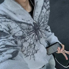 Butterfly Graphic Zip Up Sweater - PWM