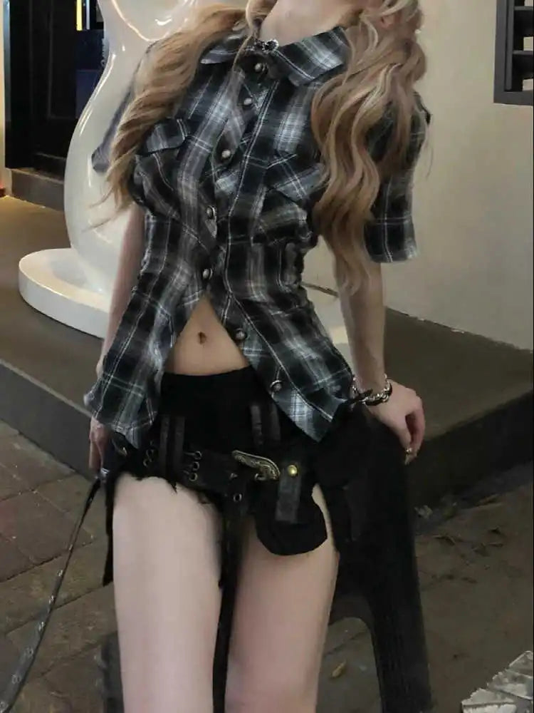 Low Rise Denim Shorts With Belt - PWM