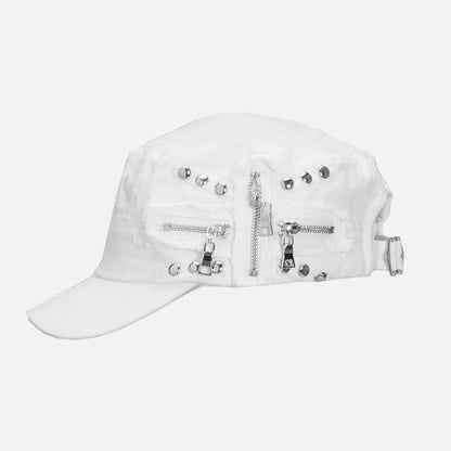 Zippers Ripped Hole Distressed Cap
