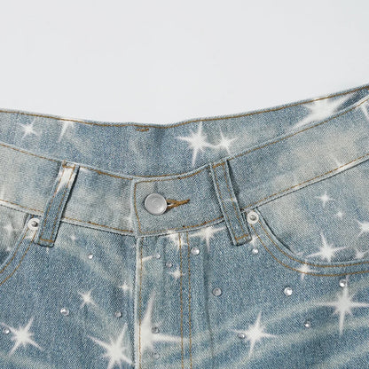 Star Printed Jeans Loose Jeans