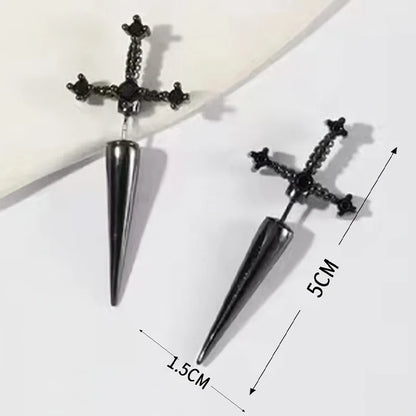 Zircon Gothic Cross Earring