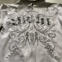 Gothic Pattern Print Zipper Hoodie - PWM