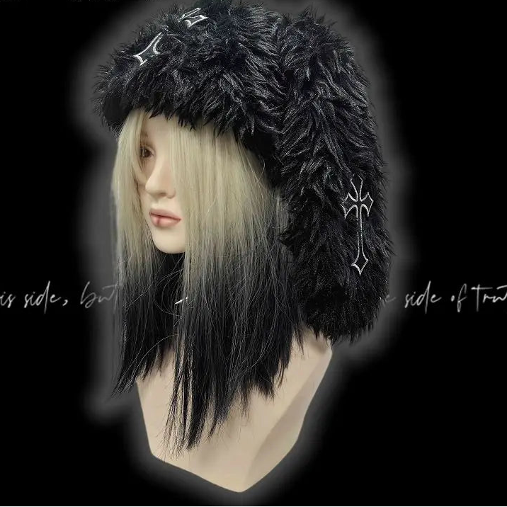 Fluffy Rabbit Ear Gothic Hat