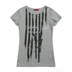 Striped Short-Sleeve Letter Print T-shirt - PWM